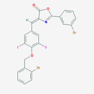 molecular formula C23H13Br2I2NO3 B331631 4-{4-[(2-bromobenzyl)oxy]-3,5-diiodobenzylidene}-2-(3-bromophenyl)-1,3-oxazol-5(4H)-one 