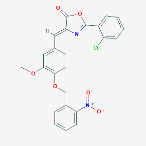 molecular formula C24H17ClN2O6 B331633 2-(2-chlorophenyl)-4-[4-({2-nitrobenzyl}oxy)-3-methoxybenzylidene]-1,3-oxazol-5(4H)-one 