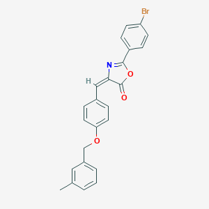 molecular formula C24H18BrNO3 B331634 2-(4-bromophenyl)-4-{4-[(3-methylbenzyl)oxy]benzylidene}-1,3-oxazol-5(4H)-one 
