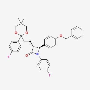 molecular formula C36H35F2NO4 B3316374 (3R,4S)-4-(4-(benzyloxy)phenyl)-1-(4-fluorophenyl)-3-(2-(2-(4-fluorophenyl)-5,5-dimethyl-1,3-dioxan-2-yl)ethyl)azetidin-2-one CAS No. 953805-24-8