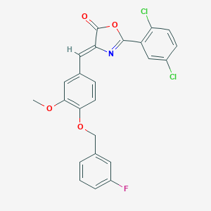 molecular formula C24H16Cl2FNO4 B331638 2-(2,5-dichlorophenyl)-4-{4-[(3-fluorobenzyl)oxy]-3-methoxybenzylidene}-1,3-oxazol-5(4H)-one 
