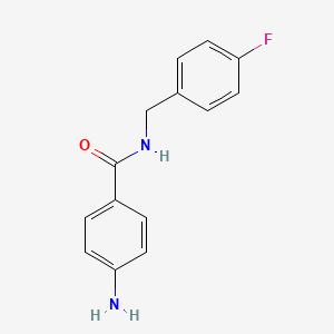 molecular formula C14H13FN2O B3316406 4-氨基-N-[(4-氟苯基)甲基]苯甲酰胺 CAS No. 953887-40-6