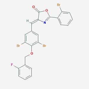 molecular formula C23H13Br3FNO3 B331646 2-(2-bromophenyl)-4-{3,5-dibromo-4-[(2-fluorobenzyl)oxy]benzylidene}-1,3-oxazol-5(4H)-one 