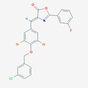 molecular formula C23H13Br2ClFNO3 B331647 4-{3,5-dibromo-4-[(3-chlorobenzyl)oxy]benzylidene}-2-(3-fluorophenyl)-1,3-oxazol-5(4H)-one 