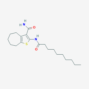 molecular formula C20H32N2O2S B331648 2-(decanoylamino)-5,6,7,8-tetrahydro-4H-cyclohepta[b]thiophene-3-carboxamide 