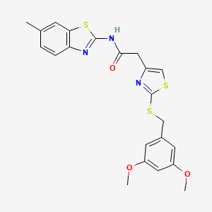 molecular formula C22H21N3O3S3 B3316494 2-(2-((3,5-dimethoxybenzyl)thio)thiazol-4-yl)-N-(6-methylbenzo[d]thiazol-2-yl)acetamide CAS No. 954036-37-4