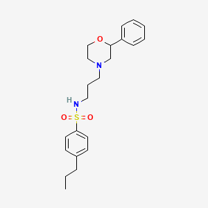 molecular formula C22H30N2O3S B3316501 N-(3-(2-phenylmorpholino)propyl)-4-propylbenzenesulfonamide CAS No. 954049-16-2