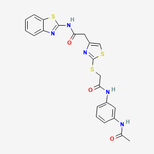 molecular formula C22H19N5O3S3 B3316514 N-(3-acetamidophenyl)-2-((4-(2-(benzo[d]thiazol-2-ylamino)-2-oxoethyl)thiazol-2-yl)thio)acetamide CAS No. 954095-36-4