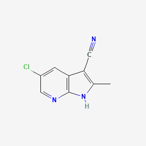 molecular formula C9H6ClN3 B3316527 5-Chloro-2-methyl-1H-pyrrolo[2,3-b]pyridine-3-carbonitrile CAS No. 954112-83-5