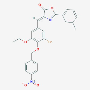 molecular formula C26H21BrN2O6 B331661 4-[3-bromo-5-ethoxy-4-({4-nitrobenzyl}oxy)benzylidene]-2-(3-methylphenyl)-1,3-oxazol-5(4H)-one 