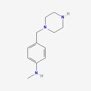 molecular formula C12H19N3 B3316621 Methyl-(4-piperazin-1-ylmethyl-phenyl)-amine CAS No. 954240-22-3