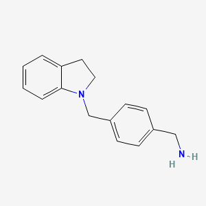 molecular formula C16H18N2 B3316660 1-[4-(2,3-dihydro-1H-indol-1-ylmethyl)phenyl]methanamine CAS No. 954260-60-7