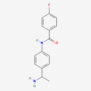 molecular formula C15H15FN2O B3316678 N-[4-(1-aminoethyl)phenyl]-4-fluorobenzamide CAS No. 954269-93-3