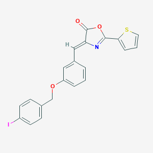 molecular formula C21H14INO3S B331668 4-{3-[(4-iodobenzyl)oxy]benzylidene}-2-(2-thienyl)-1,3-oxazol-5(4H)-one 