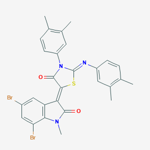 molecular formula C28H23Br2N3O2S B331674 5,7-dibromo-3-{3-(3,4-dimethylphenyl)-2-[(3,4-dimethylphenyl)imino]-4-oxo-1,3-thiazolidin-5-ylidene}-1-methyl-1,3-dihydro-2H-indol-2-one 