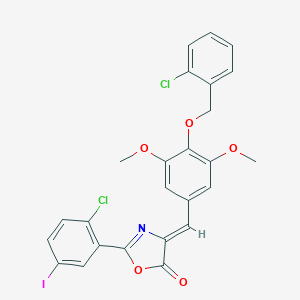 molecular formula C25H18Cl2INO5 B331679 4-{4-[(2-chlorobenzyl)oxy]-3,5-dimethoxybenzylidene}-2-(2-chloro-5-iodophenyl)-1,3-oxazol-5(4H)-one 