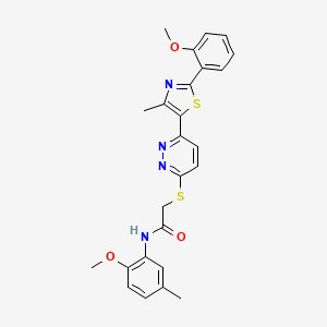 N-(2-methoxy-5-methylphenyl)-2-((6-(2-(2-methoxyphenyl)-4-methylthiazol-5-yl)pyridazin-3-yl)thio)acetamide