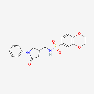 molecular formula C19H20N2O5S B3316841 N-[(5-oxo-1-phenylpyrrolidin-3-yl)methyl]-2,3-dihydro-1,4-benzodioxine-6-sulfonamide CAS No. 954655-11-9