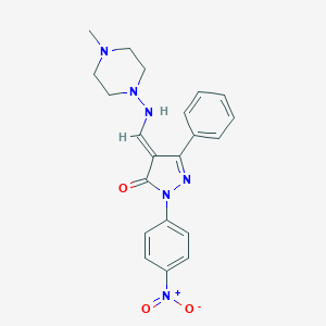 molecular formula C21H22N6O3 B331685 (4E)-4-[[(4-methylpiperazin-1-yl)amino]methylidene]-2-(4-nitrophenyl)-5-phenylpyrazol-3-one 