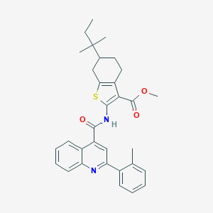molecular formula C32H34N2O3S B331688 Methyl 2-({[2-(2-methylphenyl)-4-quinolinyl]carbonyl}amino)-6-tert-pentyl-4,5,6,7-tetrahydro-1-benzothiophene-3-carboxylate 