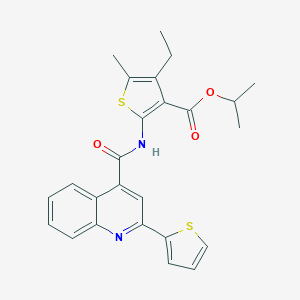 molecular formula C25H24N2O3S2 B331690 Isopropyl 4-ethyl-5-methyl-2-({[2-(2-thienyl)-4-quinolinyl]carbonyl}amino)-3-thiophenecarboxylate 