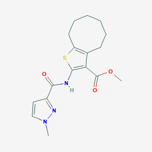 molecular formula C17H21N3O3S B331694 methyl 2-{[(1-methyl-1H-pyrazol-3-yl)carbonyl]amino}-4,5,6,7,8,9-hexahydrocycloocta[b]thiophene-3-carboxylate 