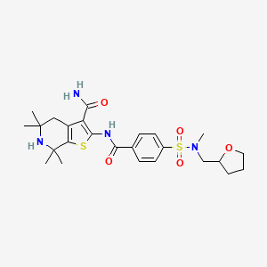 5,5,7,7-tetramethyl-2-(4-(N-methyl-N-((tetrahydrofuran-2-yl)methyl)sulfamoyl)benzamido)-4,5,6,7-tetrahydrothieno[2,3-c]pyridine-3-carboxamide