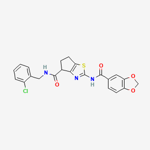 2-(benzo[d][1,3]dioxole-5-carboxamido)-N-(2-chlorobenzyl)-5,6-dihydro-4H-cyclopenta[d]thiazole-4-carboxamide