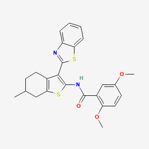 molecular formula C25H24N2O3S2 B3317024 N-[3-(1,3-benzothiazol-2-yl)-6-methyl-4,5,6,7-tetrahydro-1-benzothiophen-2-yl]-2,5-dimethoxybenzamide CAS No. 955833-90-6