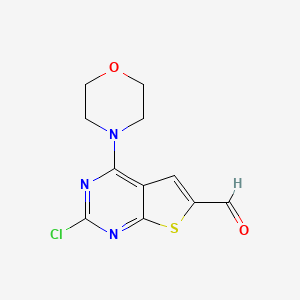 molecular formula C11H10ClN3O2S B3317061 2-Chloro-4-morpholinothieno[2,3-d]pyrimidine-6-carbaldehyde CAS No. 955978-98-0