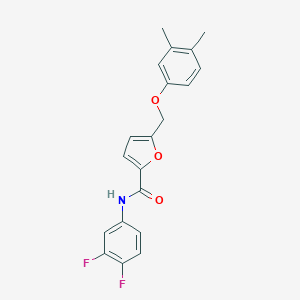 molecular formula C20H17F2NO3 B331708 N-(3,4-difluorophenyl)-5-[(3,4-dimethylphenoxy)methyl]furan-2-carboxamide 