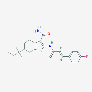 molecular formula C23H27FN2O2S B331723 2-{[3-(4-Fluorophenyl)acryloyl]amino}-6-tert-pentyl-4,5,6,7-tetrahydro-1-benzothiophene-3-carboxamide 