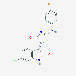 (5Z)-2-(4-bromoanilino)-5-(6-chloro-7-methyl-2-oxo-1H-indol-3-ylidene)-1,3-thiazol-4-one