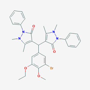 molecular formula C32H33BrN4O4 B331726 4-[(3-bromo-5-ethoxy-4-methoxyphenyl)(1,5-dimethyl-3-oxo-2-phenyl-2,3-dihydro-1H-pyrazol-4-yl)methyl]-1,5-dimethyl-2-phenyl-1,2-dihydro-3H-pyrazol-3-one 