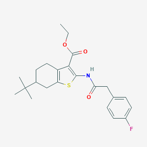 molecular formula C23H28FNO3S B331727 Ethyl 6-tert-butyl-2-{[(4-fluorophenyl)acetyl]amino}-4,5,6,7-tetrahydro-1-benzothiophene-3-carboxylate 