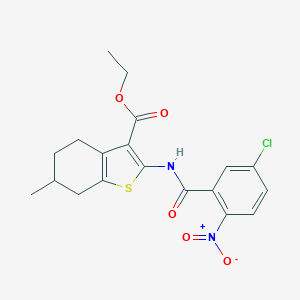 molecular formula C19H19ClN2O5S B331731 Ethyl 2-({5-chloro-2-nitrobenzoyl}amino)-6-methyl-4,5,6,7-tetrahydro-1-benzothiophene-3-carboxylate 
