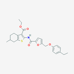 molecular formula C26H29NO5S B331736 Ethyl 2-({5-[(4-ethylphenoxy)methyl]-2-furoyl}amino)-6-methyl-4,5,6,7-tetrahydro-1-benzothiophene-3-carboxylate 