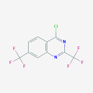 molecular formula C10H3ClF6N2 B3317369 4-氯-2,7-双(三氟甲基)喹唑啉 CAS No. 959238-04-1