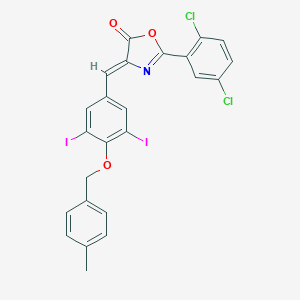 molecular formula C24H15Cl2I2NO3 B331740 2-(2,5-dichlorophenyl)-4-{3,5-diiodo-4-[(4-methylbenzyl)oxy]benzylidene}-1,3-oxazol-5(4H)-one 