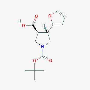 molecular formula C14H19NO5 B3317426 (3S,4S)-4-(furan-2-yl)-1-[(2-methylpropan-2-yl)oxycarbonyl]pyrrolidine-3-carboxylic acid CAS No. 959579-75-0