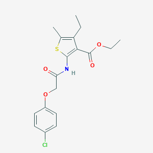 molecular formula C18H20ClNO4S B331757 Ethyl 2-{[(4-chlorophenoxy)acetyl]amino}-4-ethyl-5-methyl-3-thiophenecarboxylate 