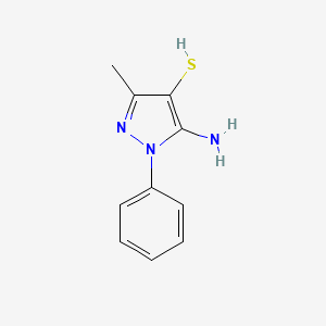molecular formula C10H11N3S B3317571 5-氨基-3-甲基-1-苯基吡唑-4-硫醇 CAS No. 96497-49-3
