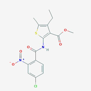 molecular formula C16H15ClN2O5S B331766 Methyl 2-({4-chloro-2-nitrobenzoyl}amino)-4-ethyl-5-methyl-3-thiophenecarboxylate 