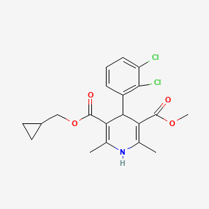 molecular formula C20H21Cl2NO4 B3317681 3-(Cyclopropylmethyl) 5-methyl 4-(2,3-dichlorophenyl)-2,6-dimethyl-1,4-dihydropyridine-3,5-dicarboxylate CAS No. 96918-80-8