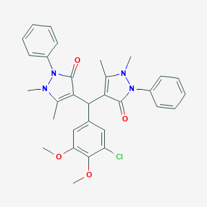 molecular formula C31H31ClN4O4 B331769 4-[(3-chloro-4,5-dimethoxyphenyl)(1,5-dimethyl-3-oxo-2-phenyl-2,3-dihydro-1H-pyrazol-4-yl)methyl]-1,5-dimethyl-2-phenyl-1,2-dihydro-3H-pyrazol-3-one 