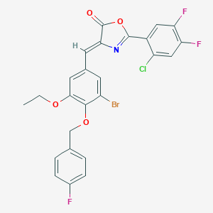 molecular formula C25H16BrClF3NO4 B331770 4-{3-bromo-5-ethoxy-4-[(4-fluorobenzyl)oxy]benzylidene}-2-(2-chloro-4,5-difluorophenyl)-1,3-oxazol-5(4H)-one 