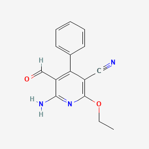 molecular formula C15H13N3O2 B3317730 6-Amino-2-ethoxy-5-formyl-4-phenylnicotinonitrile CAS No. 97125-17-2