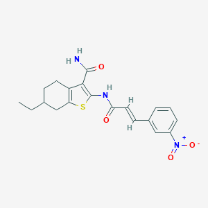 molecular formula C20H21N3O4S B331774 6-Ethyl-2-[(3-{3-nitrophenyl}acryloyl)amino]-4,5,6,7-tetrahydro-1-benzothiophene-3-carboxamide 