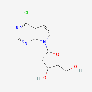 molecular formula C11H12ClN3O3 B3317772 4-Chloro-7-(2-deoxy--D-ribofuranosyl)-7H-pyrrolo[2,3-d]-pyrimidine CAS No. 97337-37-6