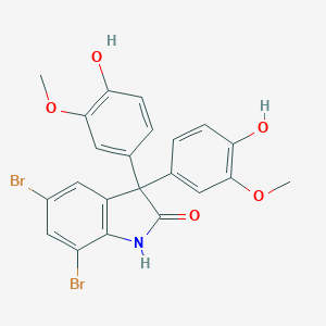 molecular formula C22H17Br2NO5 B331780 5,7-dibromo-3,3-bis(4-hydroxy-3-methoxyphenyl)-1,3-dihydro-2H-indol-2-one 
